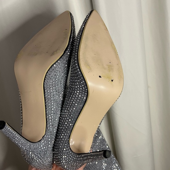 Silver Rhinestone Stiletto Women's Knee-High Boots - Picture 11 of 14